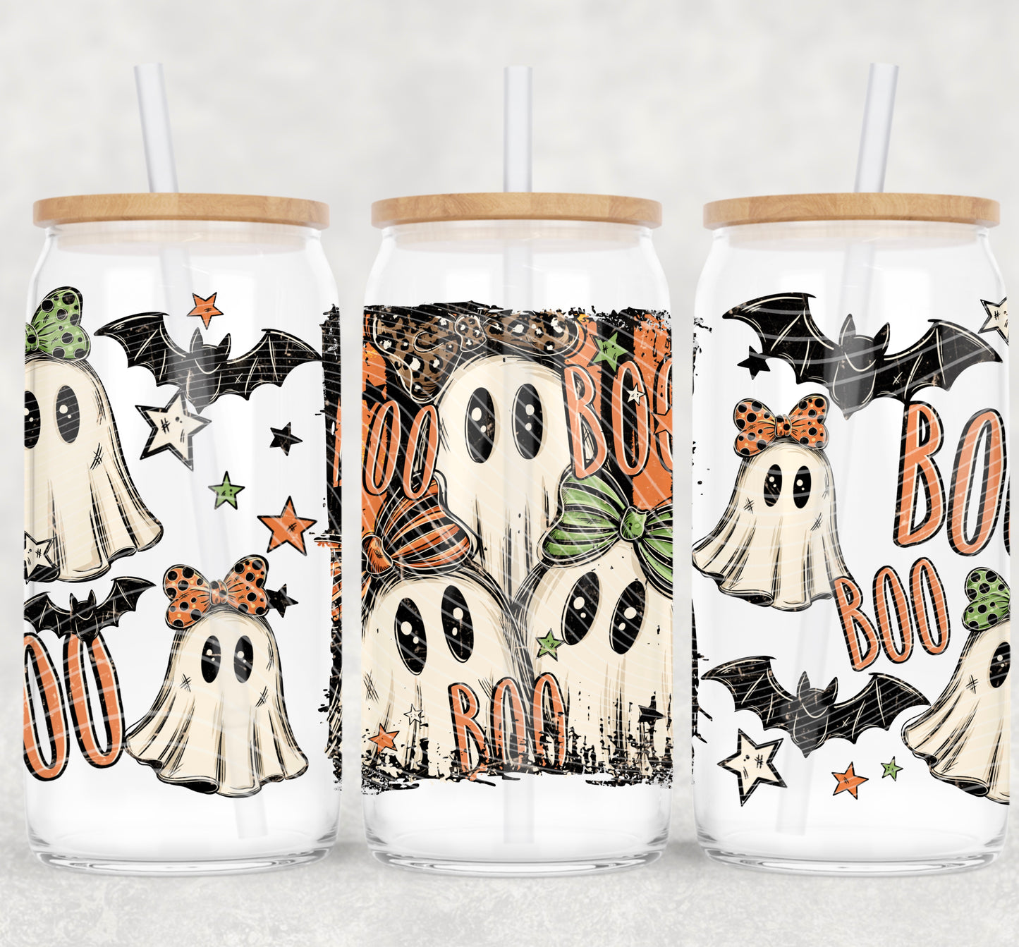 Boo Ghosts 16 oz Glass Wrap