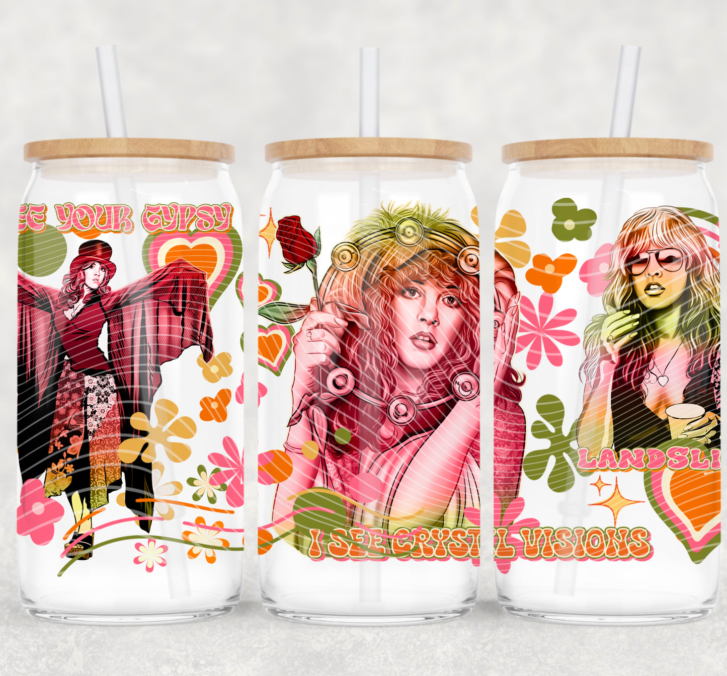 Gypsie Stevie 16 oz Glass Can Wrap