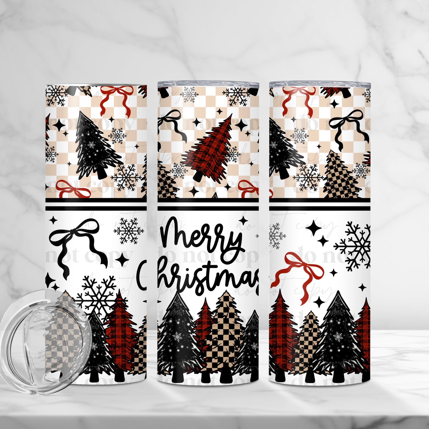 Plaid Christmas Trees Tumbler Wrap