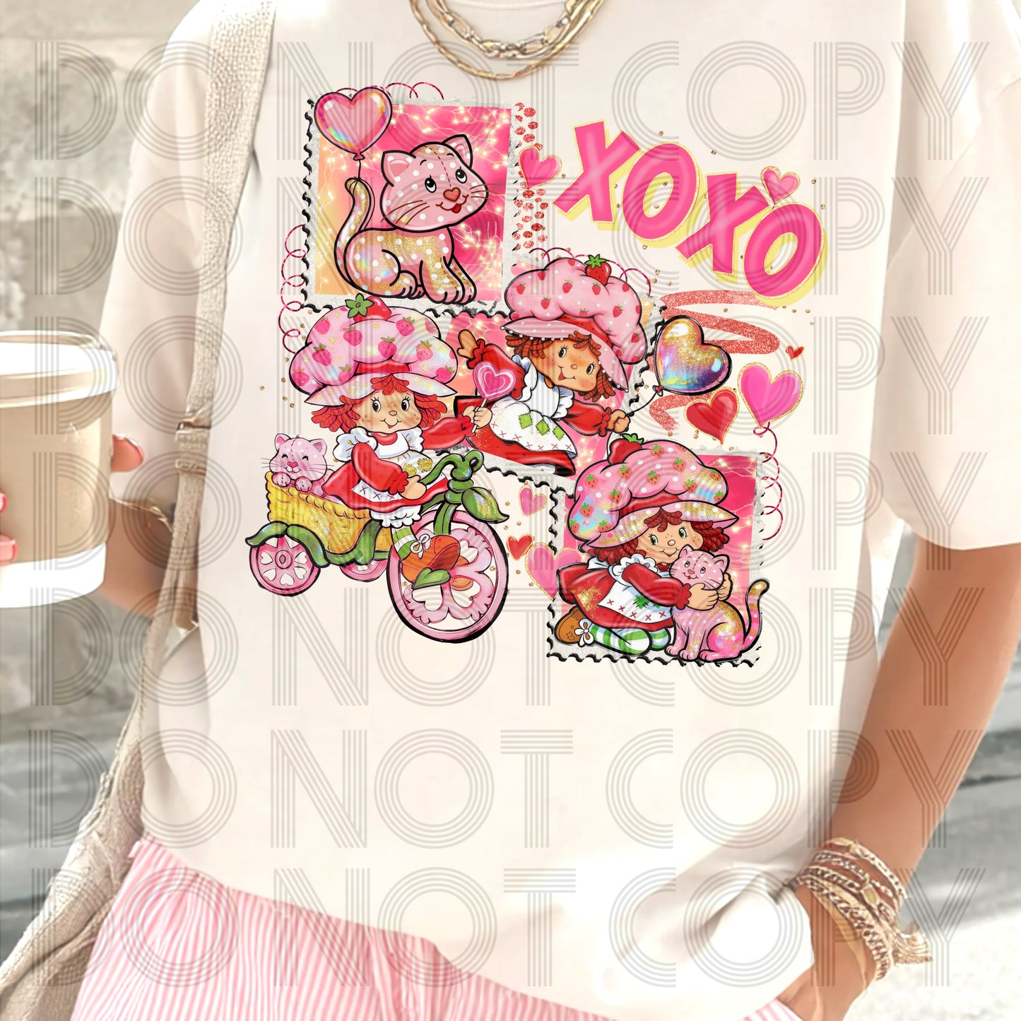XOXO Strawberry Girl Stamps DTF Prints