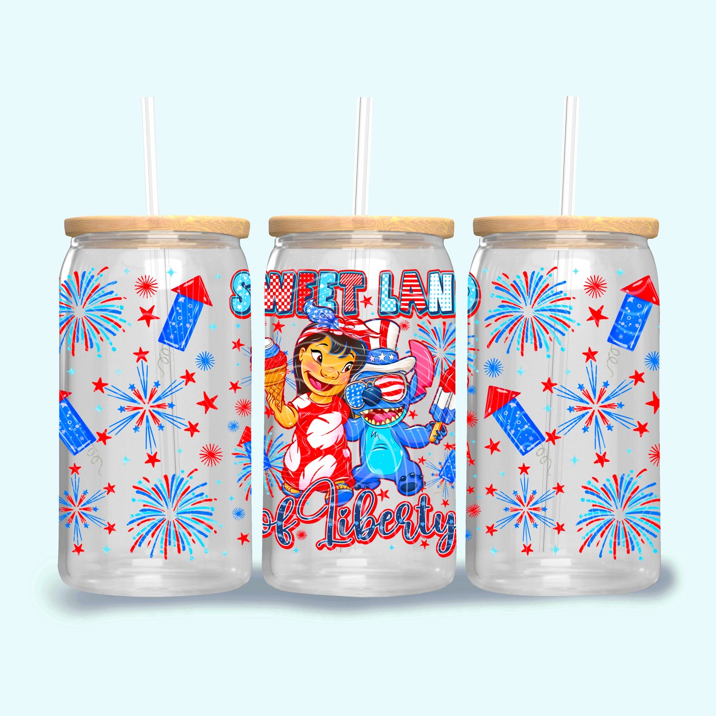 Sweet Land Of Liberty 16 oz Glass Can Wraps