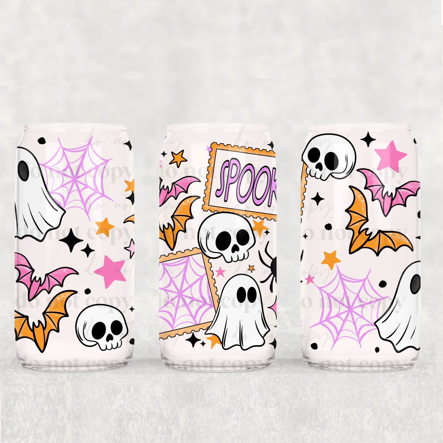 Spooky Stamps 16 oz Glass Wrap