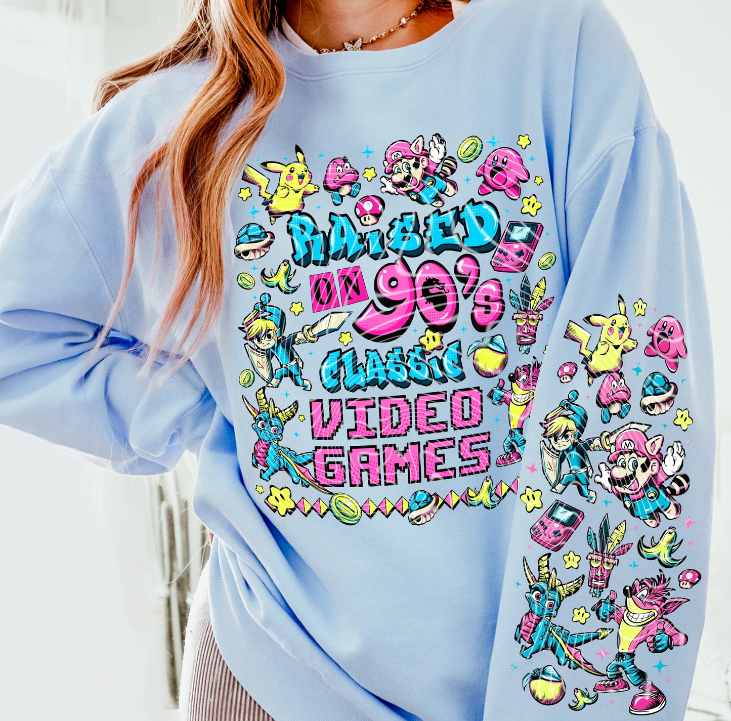 Raised On 90’s Classic Video Games DTF Print
