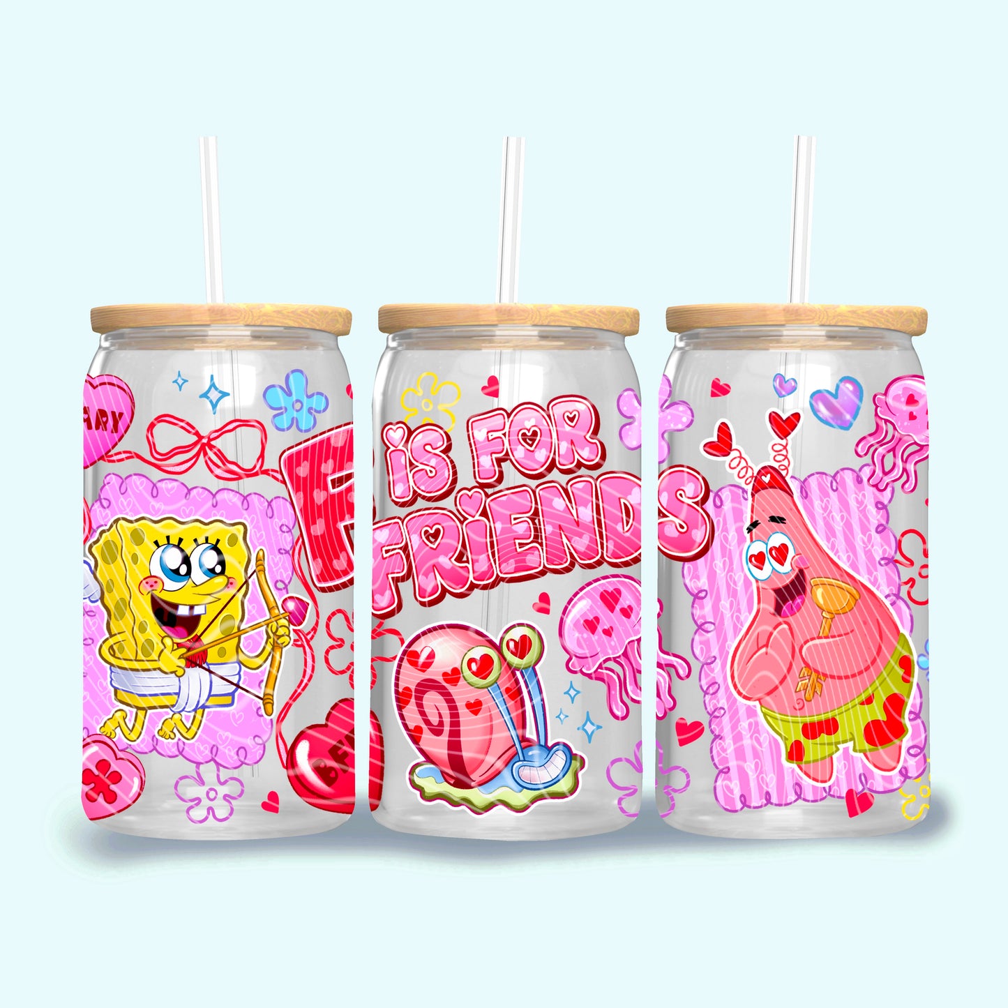 F Is For Friends 16 oz Glass Wraps