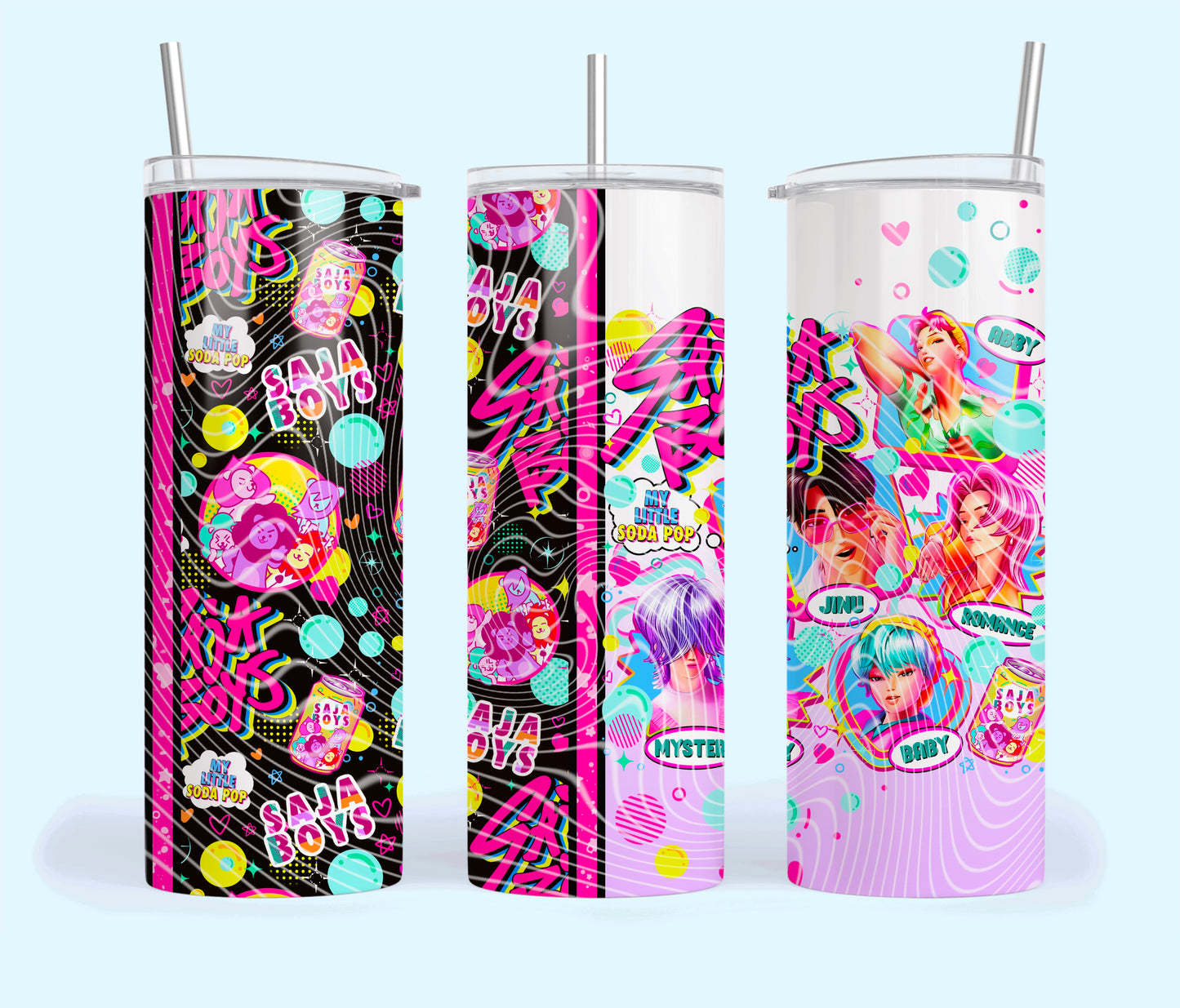 Saja Boys-Pink Stripe Tumbler Wrap