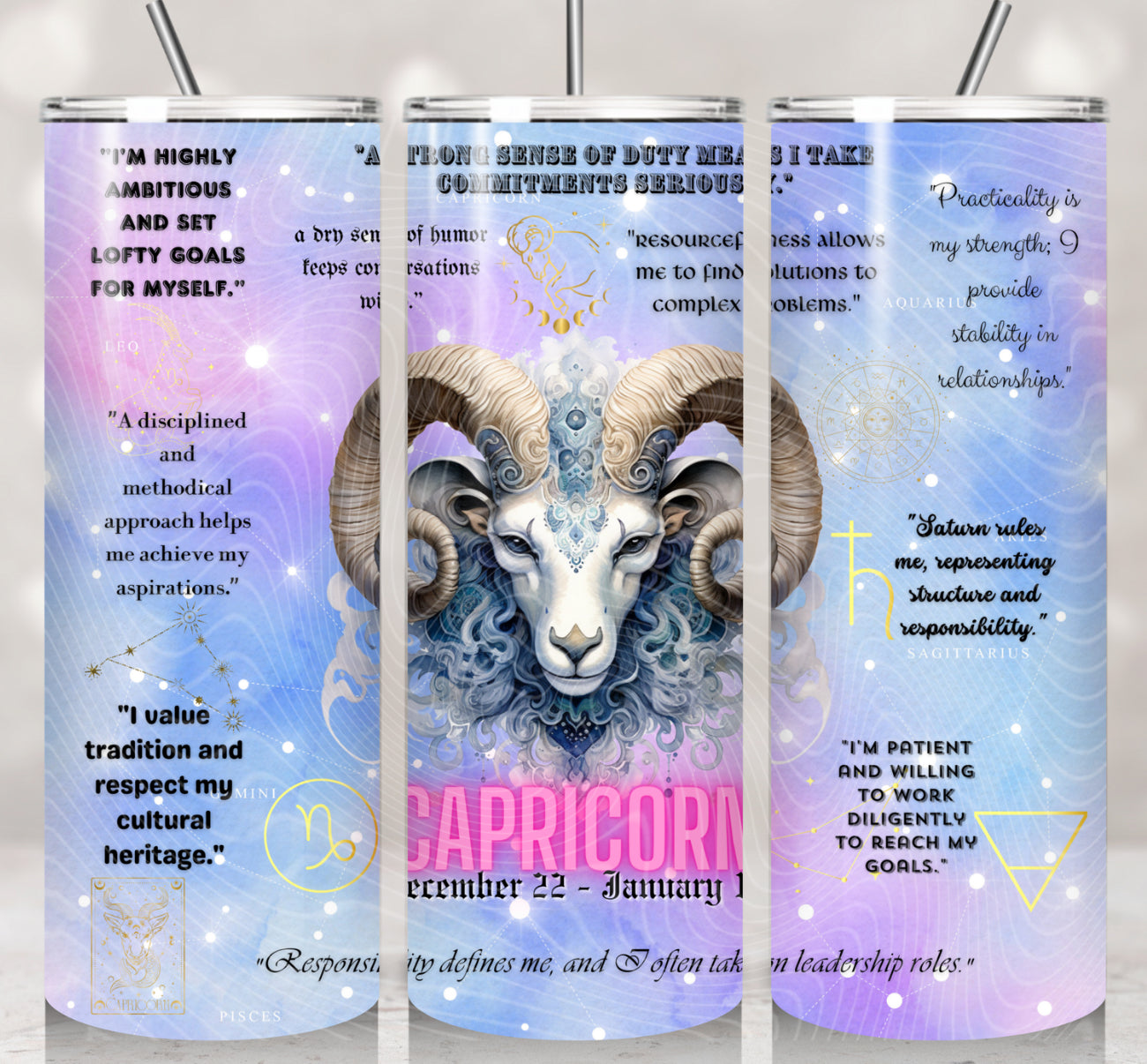 Zodiac Capricorn Purple Watercolors