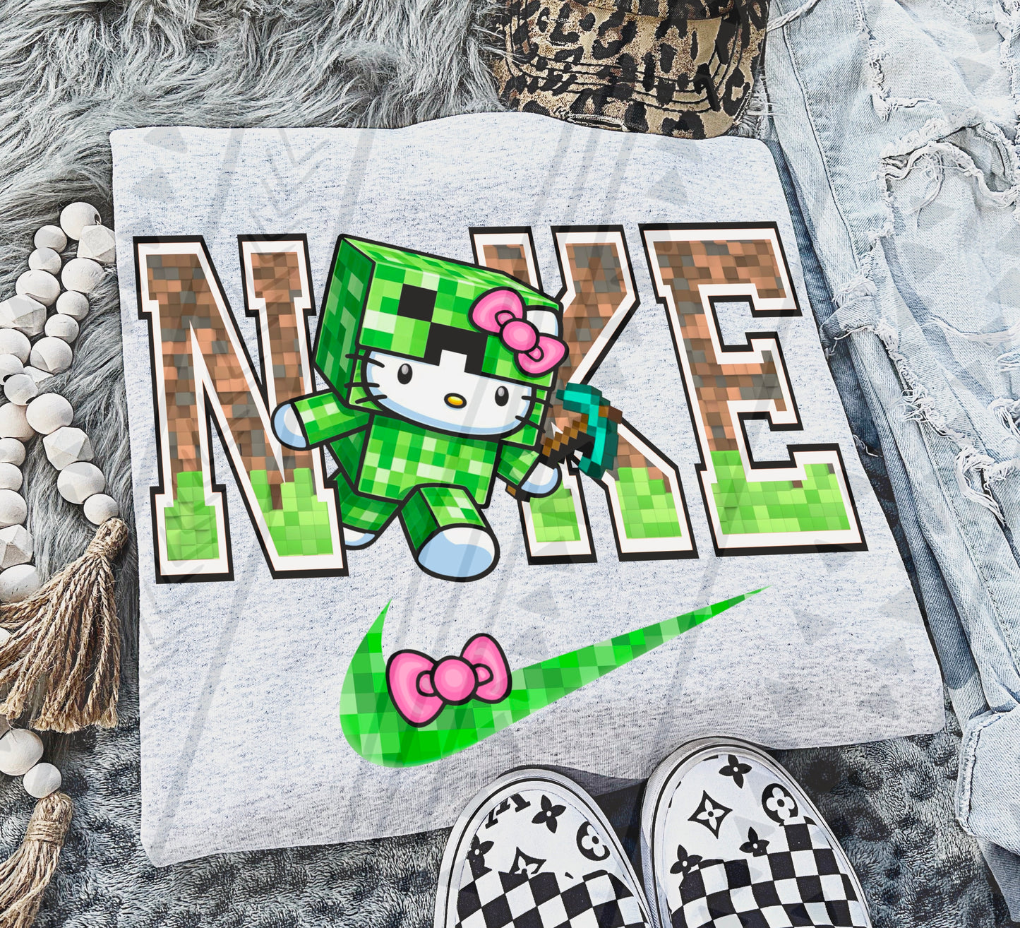 Hello Creeper Checkmark DTF Print