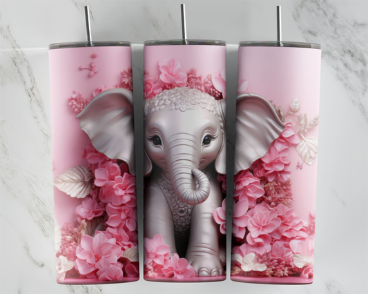 3D Pink Baby Elephant Transfers