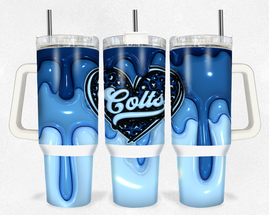 3D/ Inflated Football Colts 40 oz Tumbler Prints