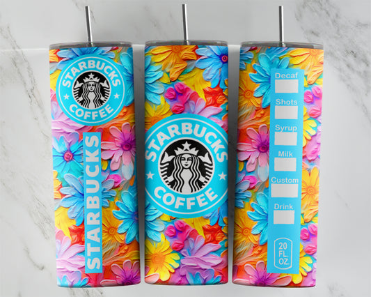 3D Bright Floral Coffee Design Transfers