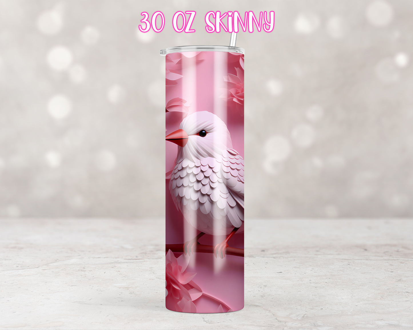 3d Pink Bird Design Transfers