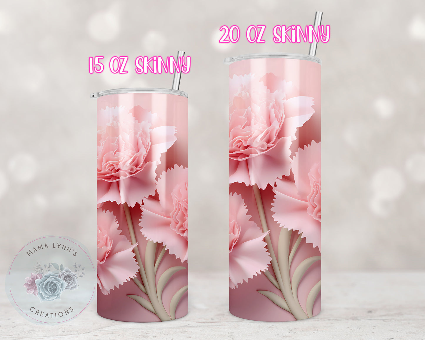 3d Pink Carnations Design Transfers