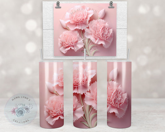 3d Pink Carnations Design Transfers