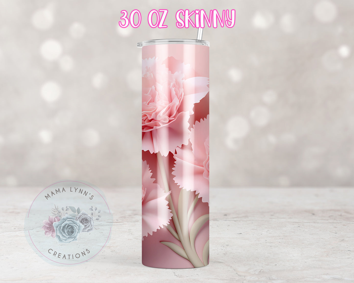 3d Pink Carnations Design Transfers