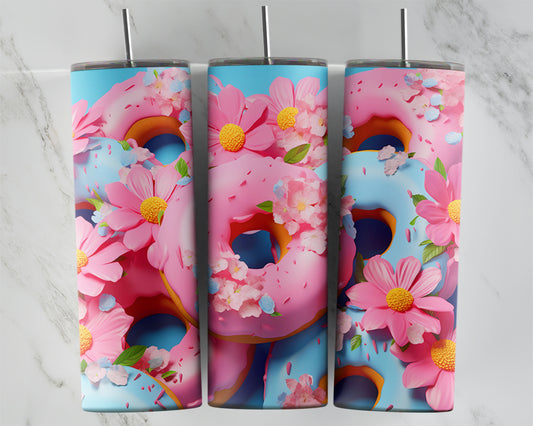 3D Floral Pink Donuts Design Transfers