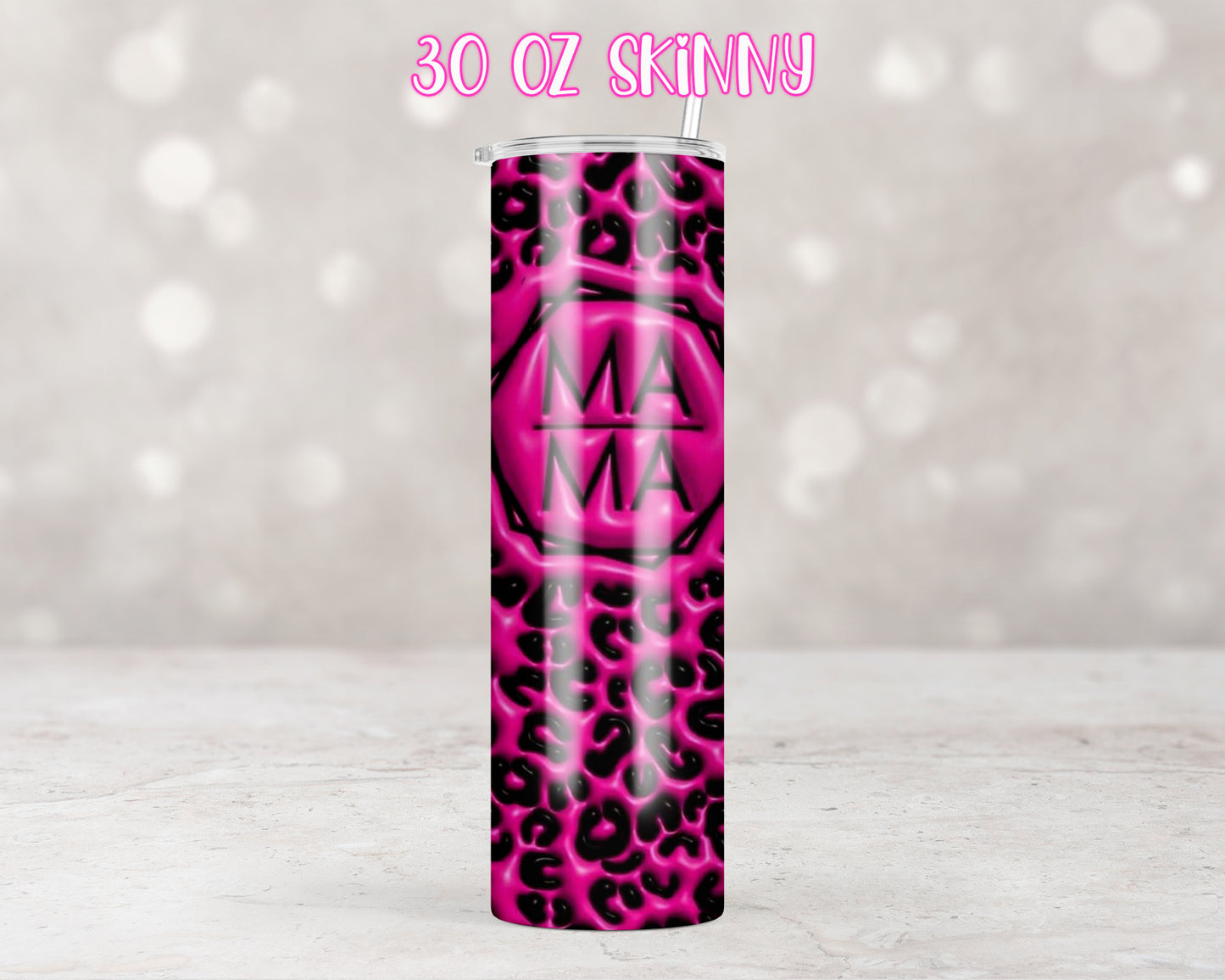 3D Puff Mama Hot Pink Leopard Design Transfers