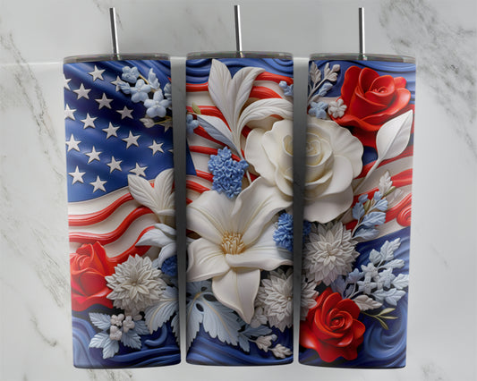 3D Patriotic Floral Design Transfers