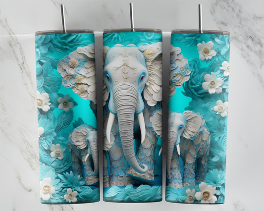 3D Mom and Baby Elephants Transfers