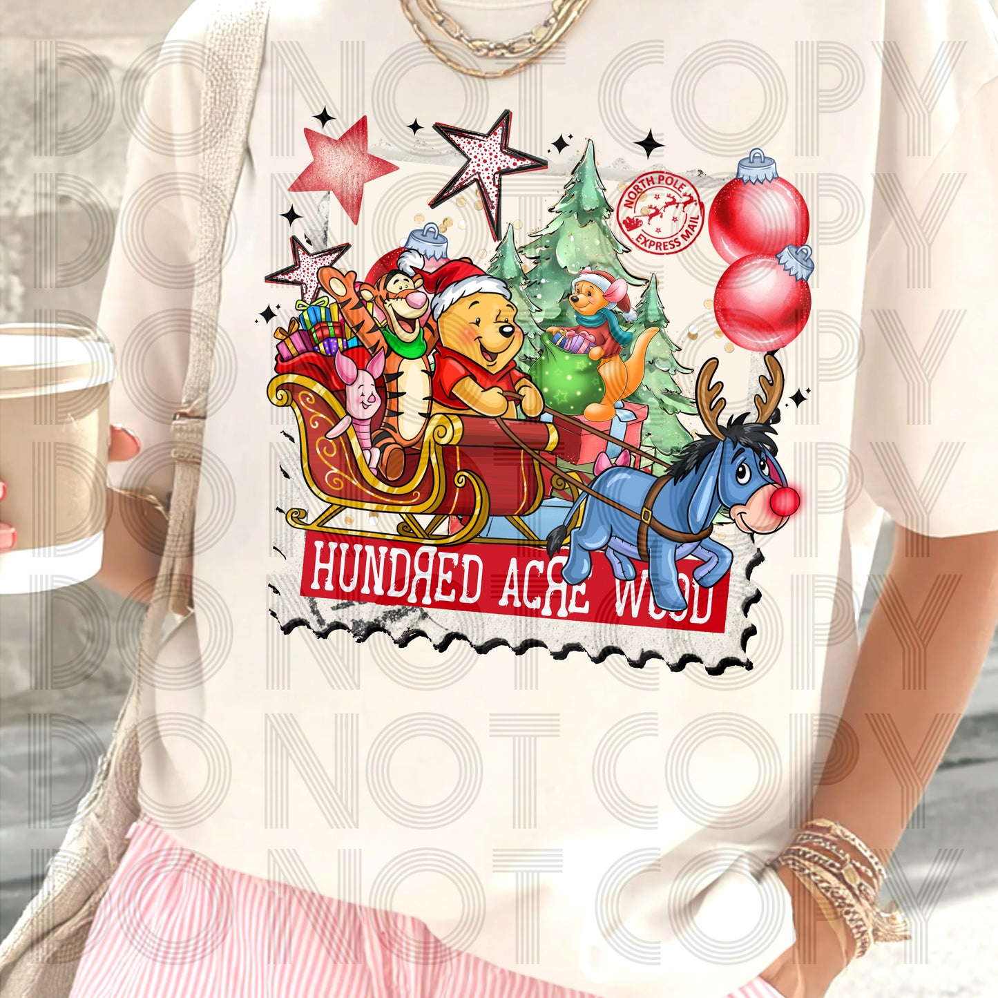 Christmas Pooh Stamp DTF Prints