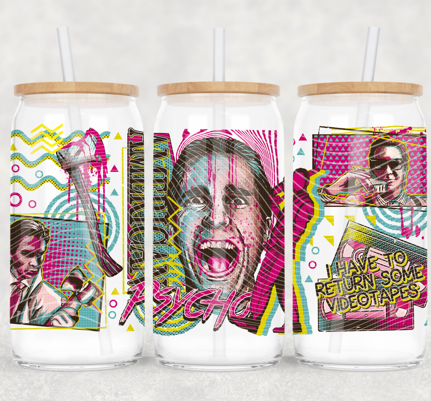 American Psycho 16 oz Glass Can Wraps