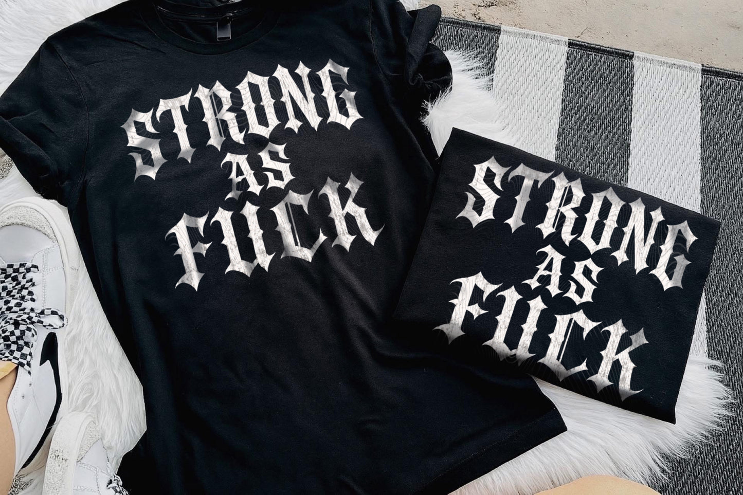 Strong As Fuck (Halftone For Black Fabric Only) DTF Print