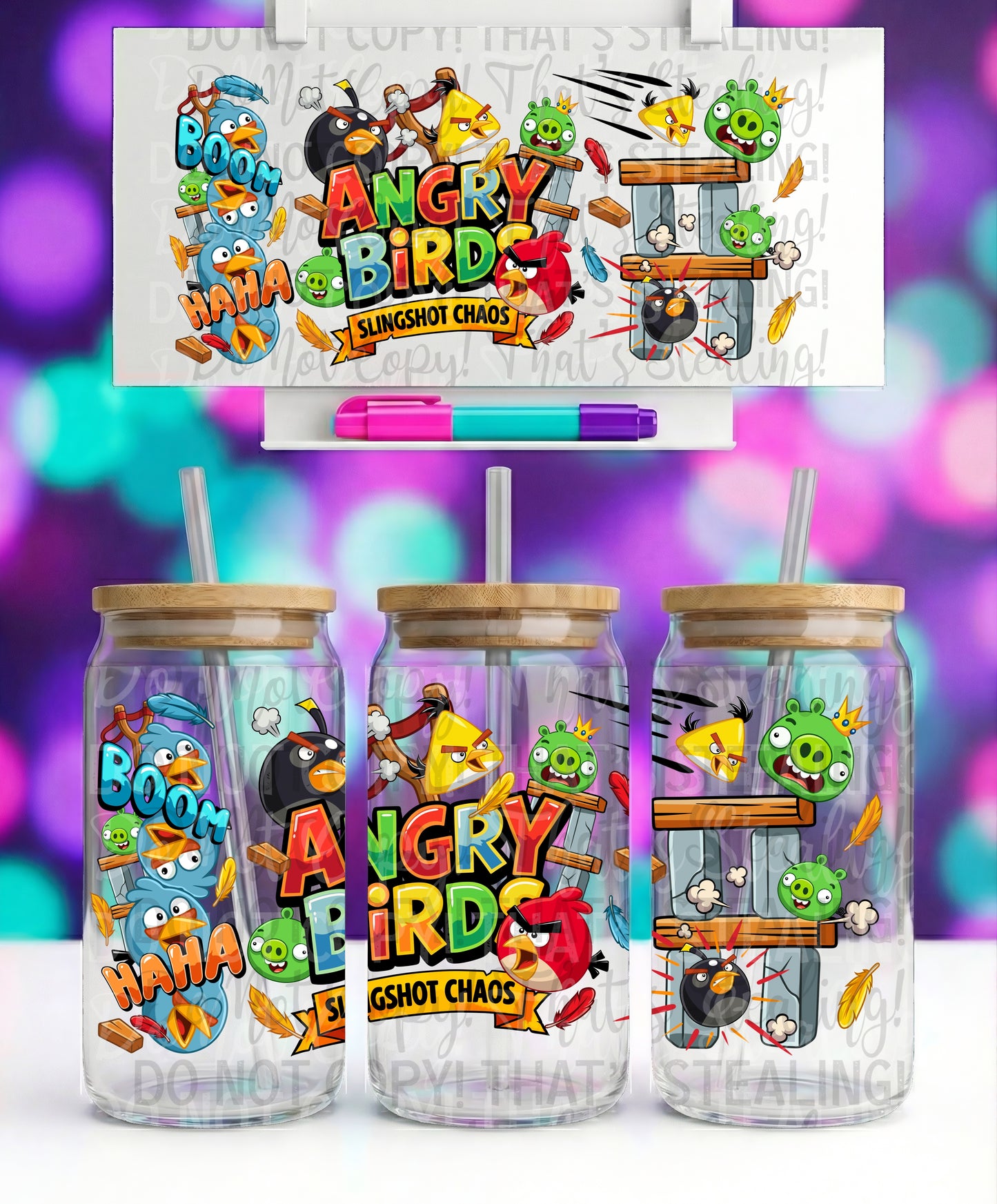 Angry Birds 16 oz Glass Wrap