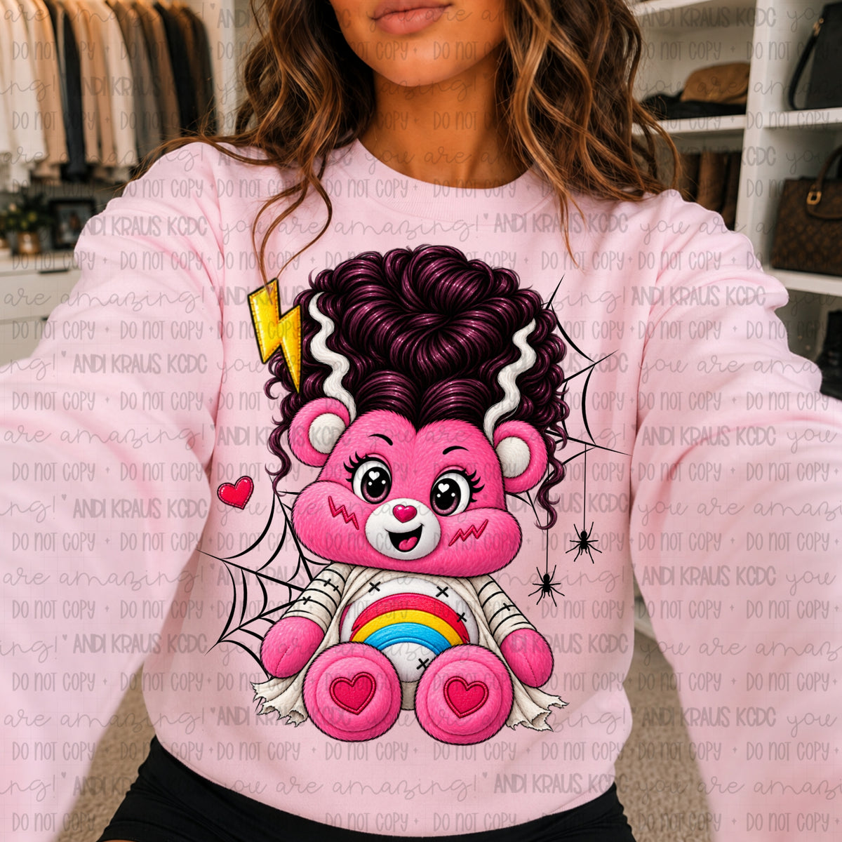 Bride Of Frankenstein Bear DTF Print