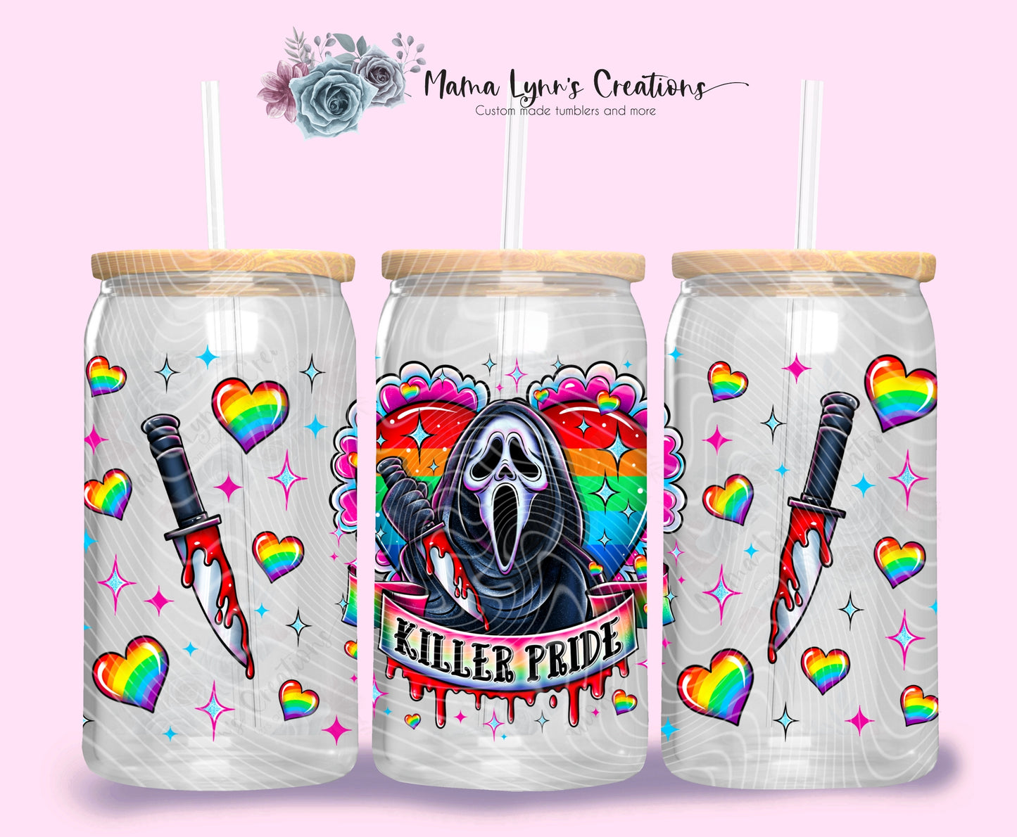 Killer Pride Ghost 16 oz Glass Can Wrap