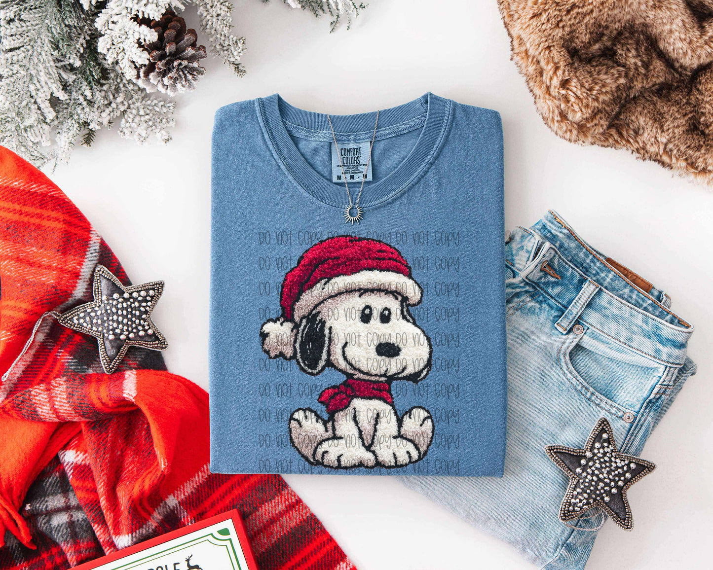 Faux Yarn Christmas Snoopy DTF Prints