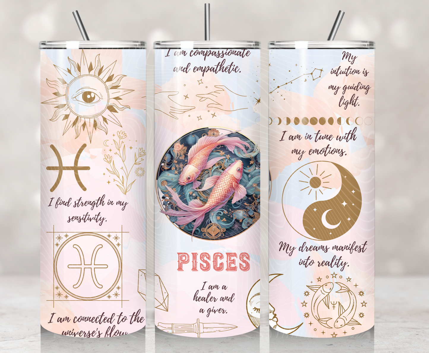 Zodiac Pisces Pastel Watercolors