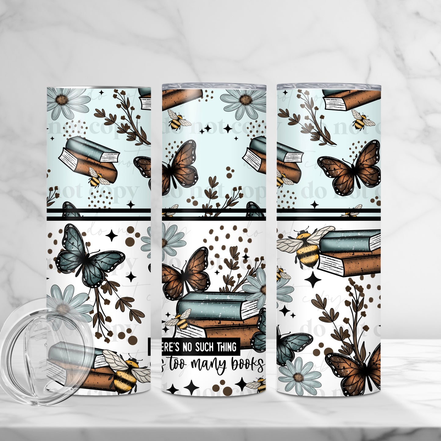No Such Thing As Too Many Books Tumbler Wrap