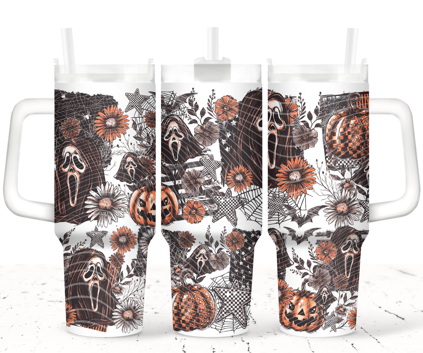 Floral Scream Ghost 40 oz Tumbler Print