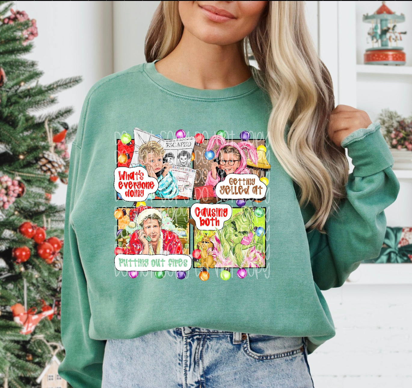 Christmas Movies Comic Style DTF Print