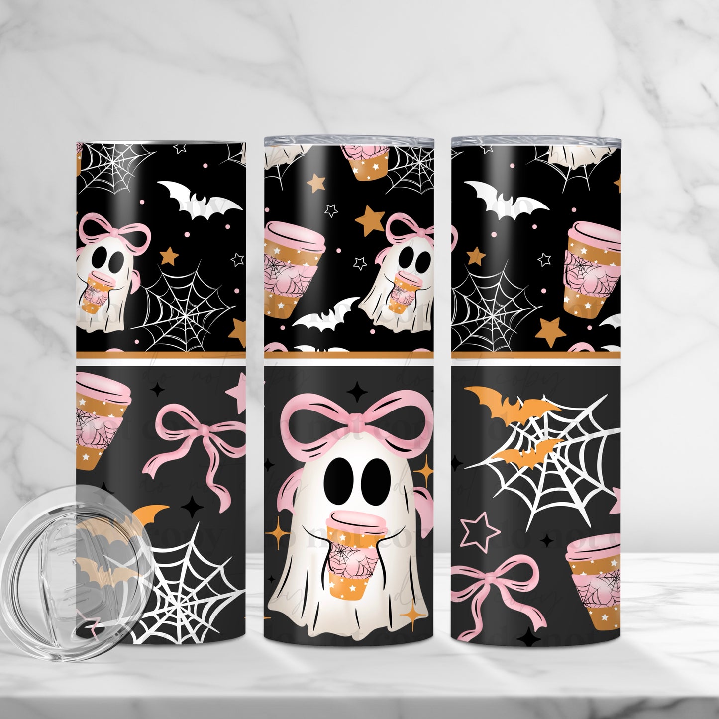 Coffee Bow Ghostie Tumbler Wrap