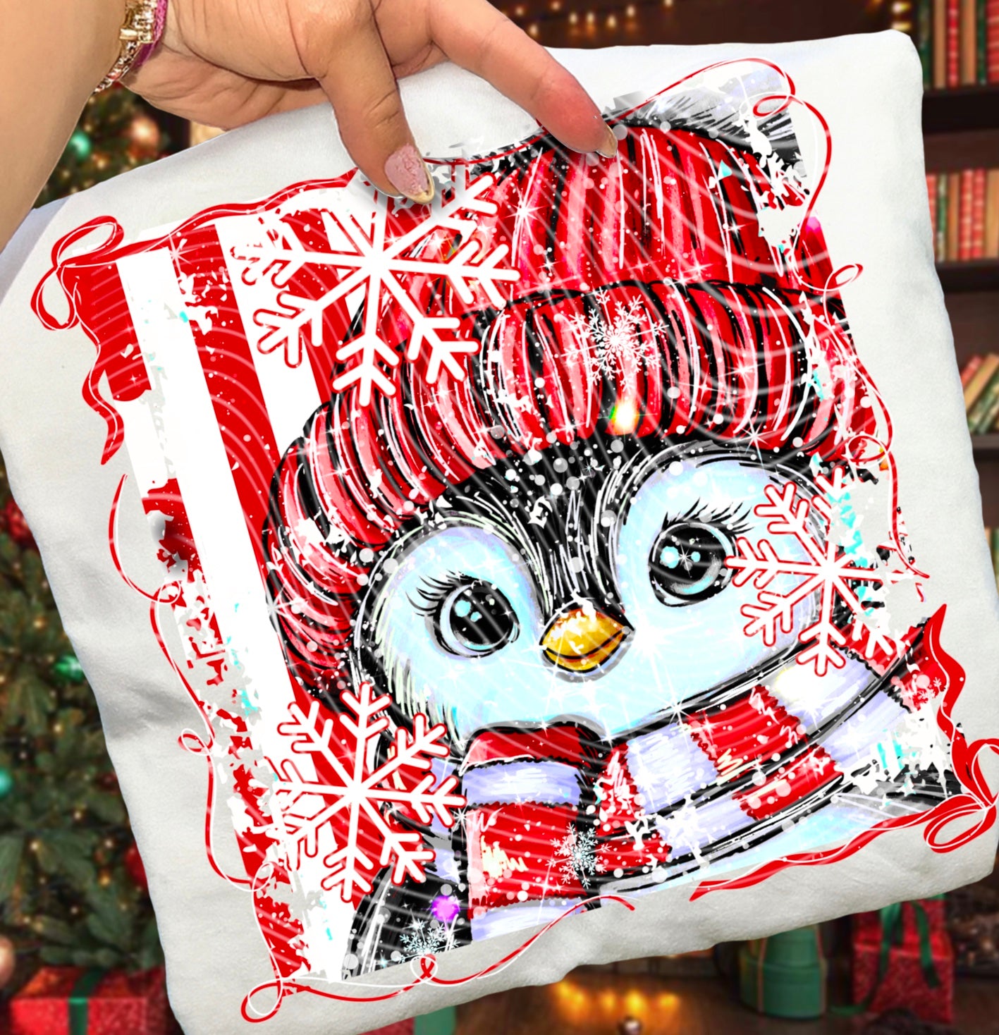 Christmas Penguin (Frame Stye) DTF Print