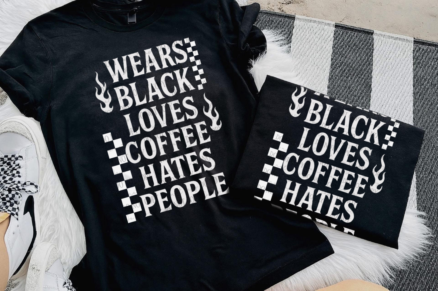 Wears Black Loves Coffee DTF Prints