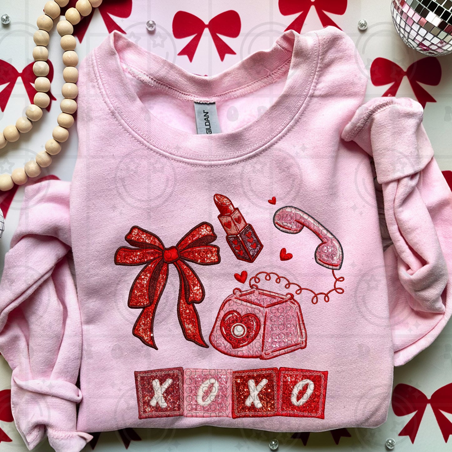 XOXO VDay Faux Embroidery DTF Prints