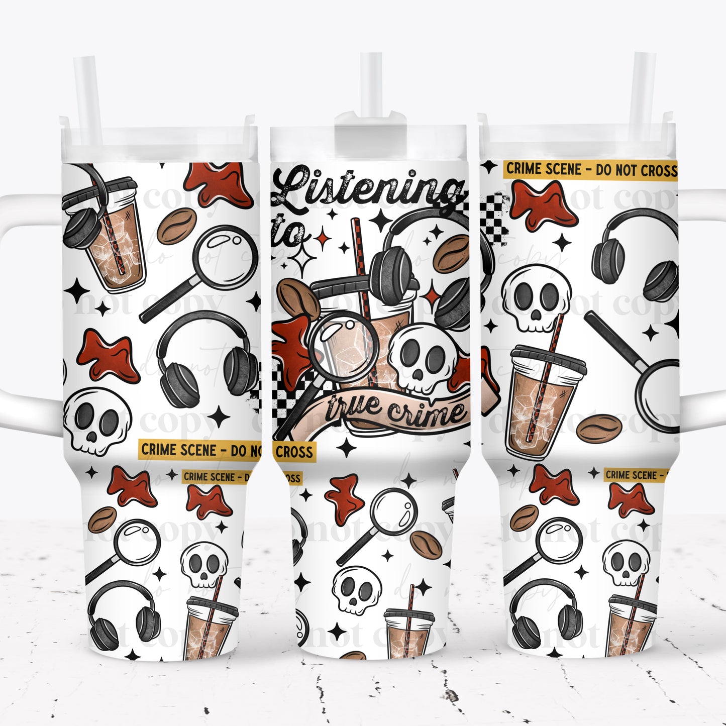 Listening To True Crime 40 oz Tumbler Prints