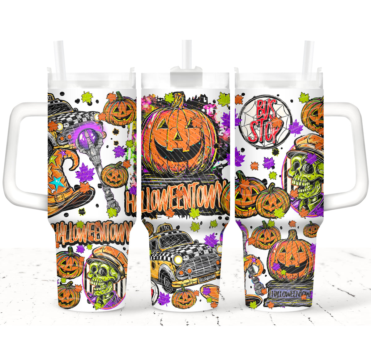 Halloween Town Bus Stop 40 oz Tumbler Prints