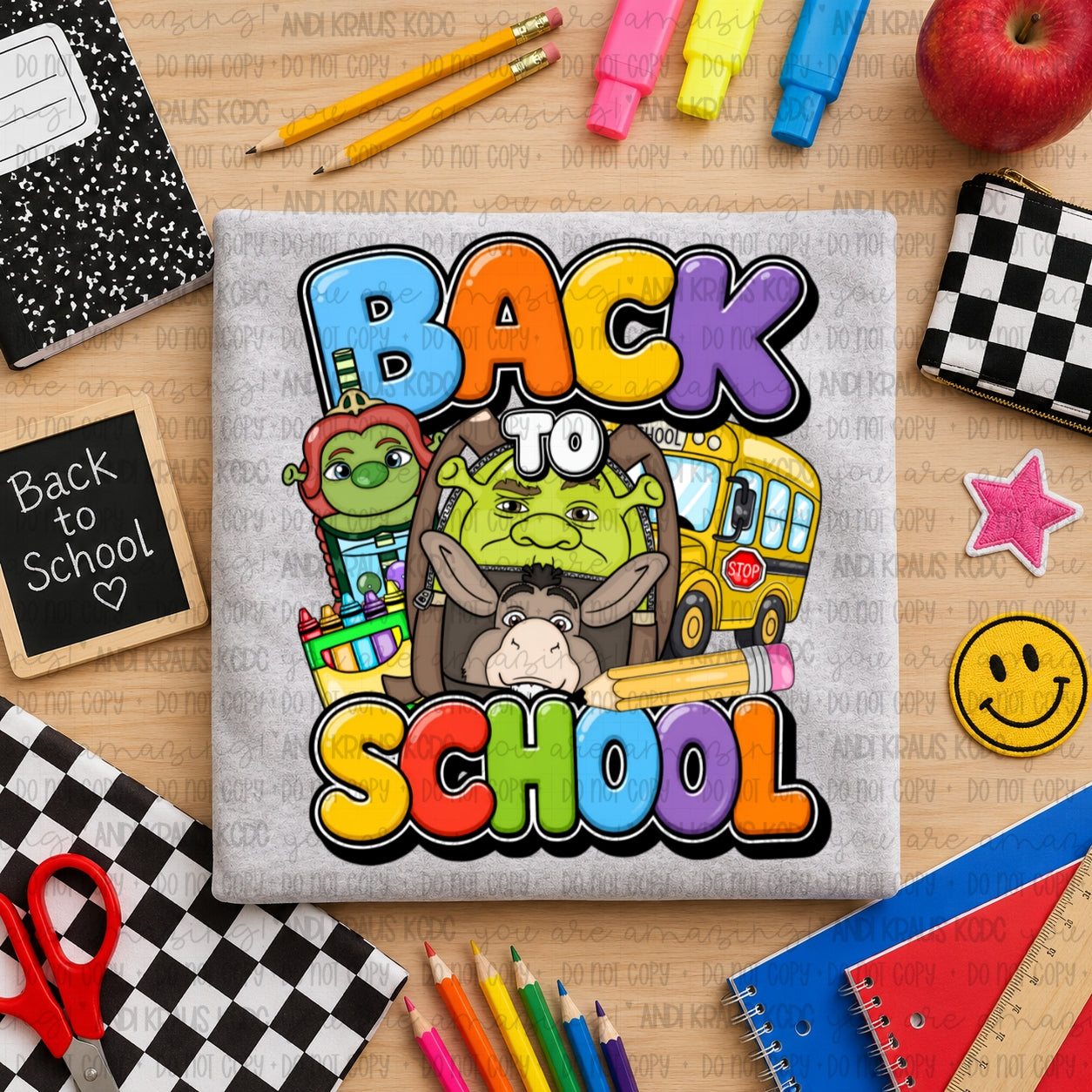 Back To School Shrek DTF Print