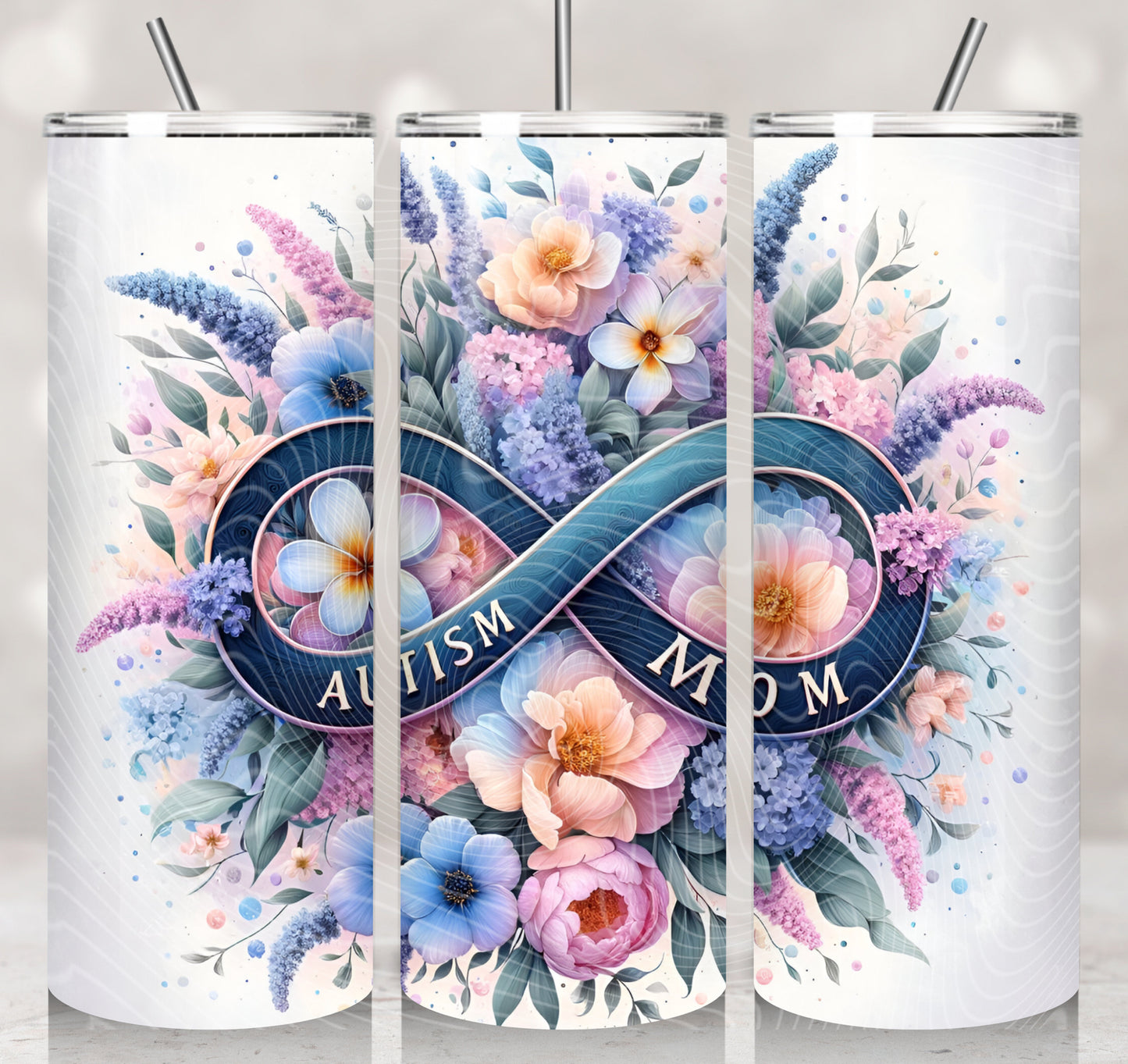 Autism Mom Dark Blue Floral