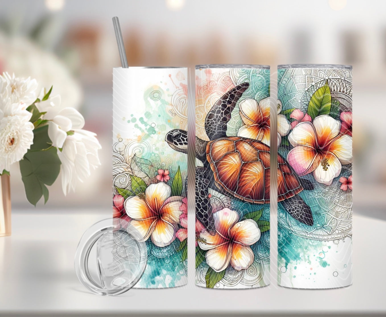 Mandala Hibiscus Sea Turtle