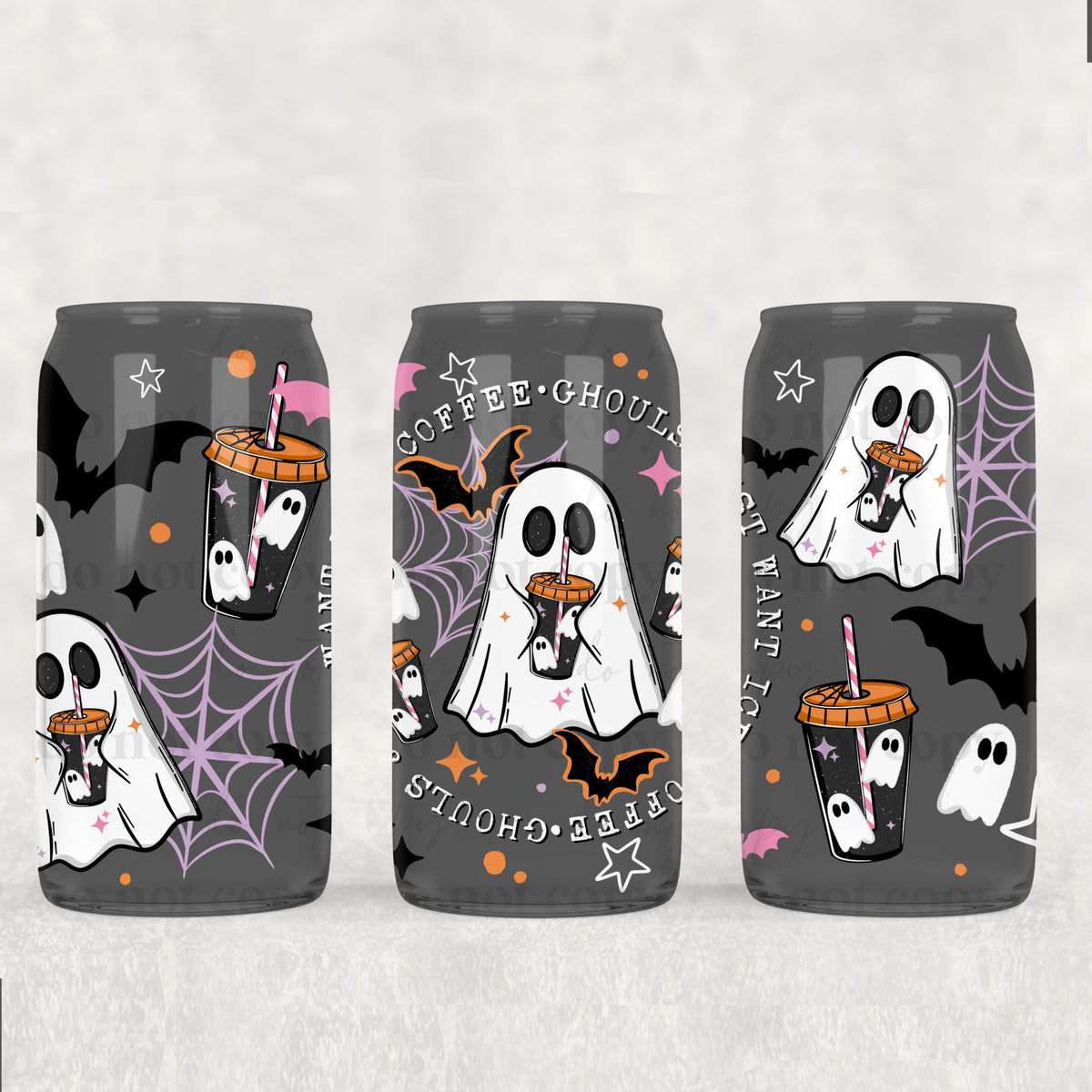 Ghouls Iced Coffee 16 oz Glass Wrap