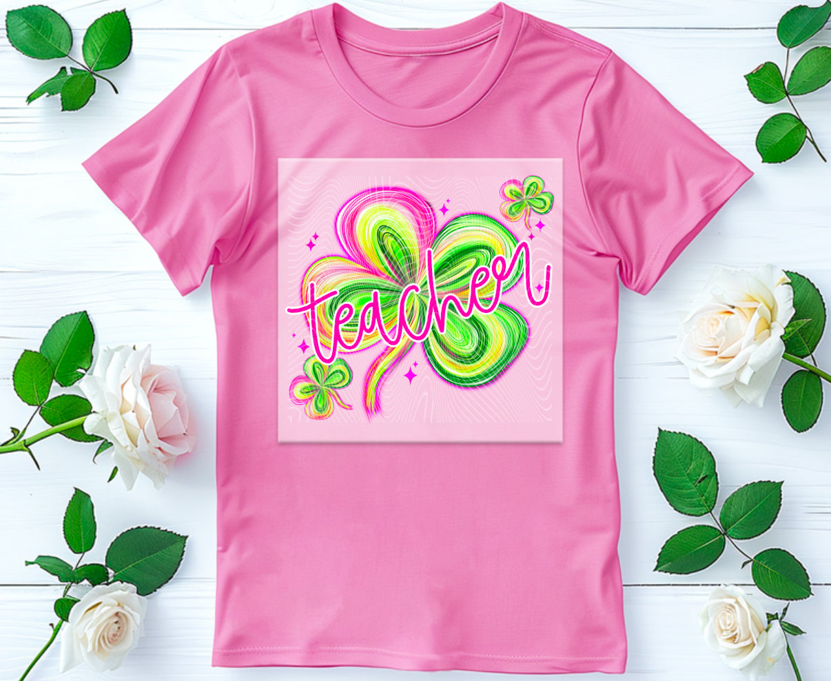 Lucky Teacher Clover DTF Print
