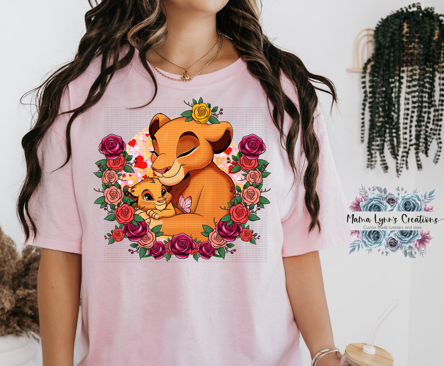 Floral Mama and Baby Lions DTF Print