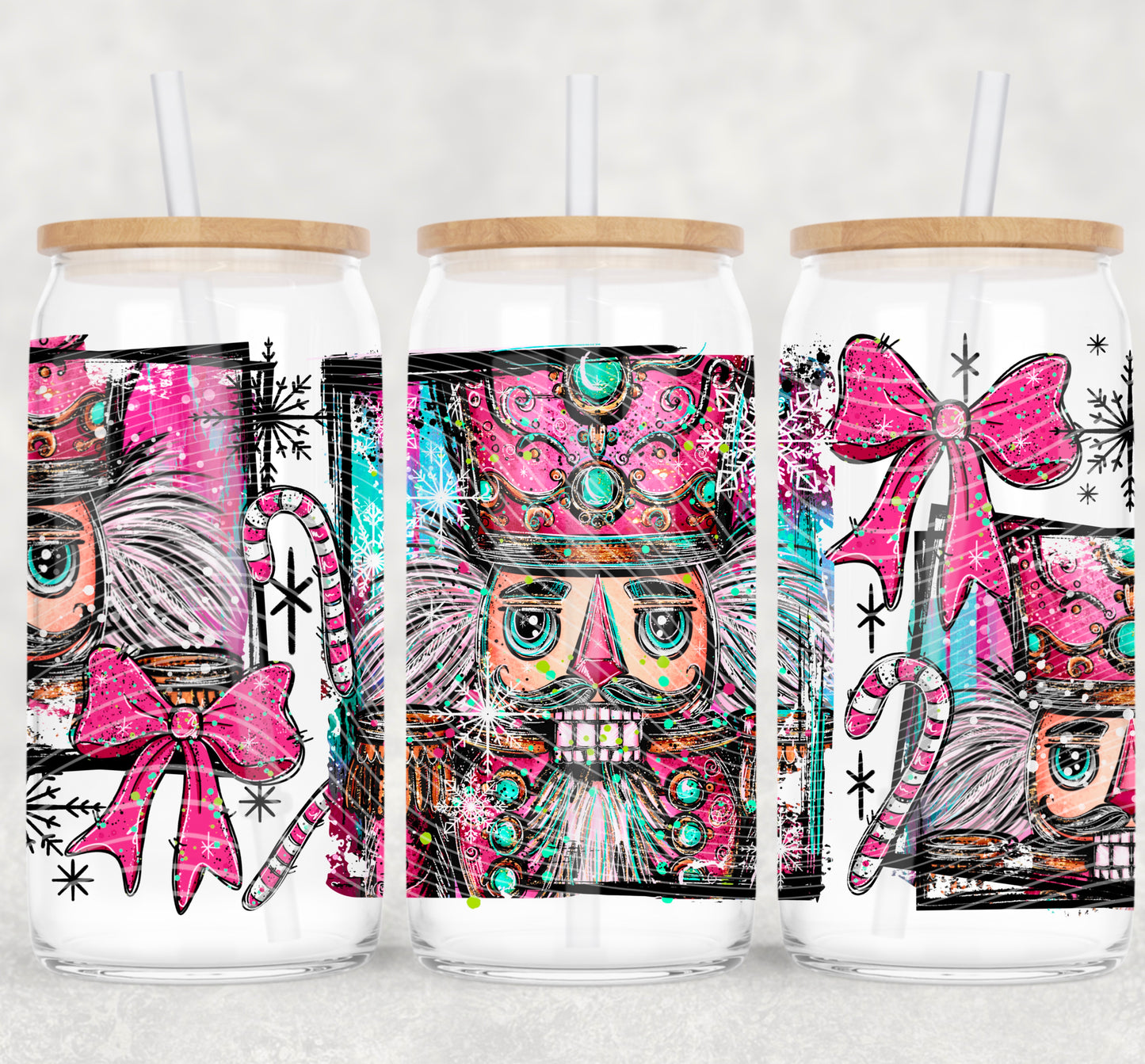 Selfie Nutcracker 16 oz Glass Wraps