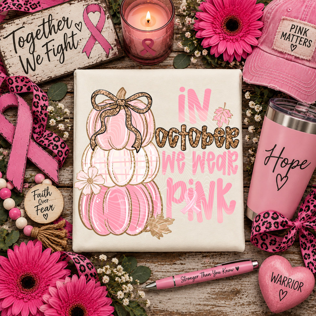 In October We Wear Pink DTF Print