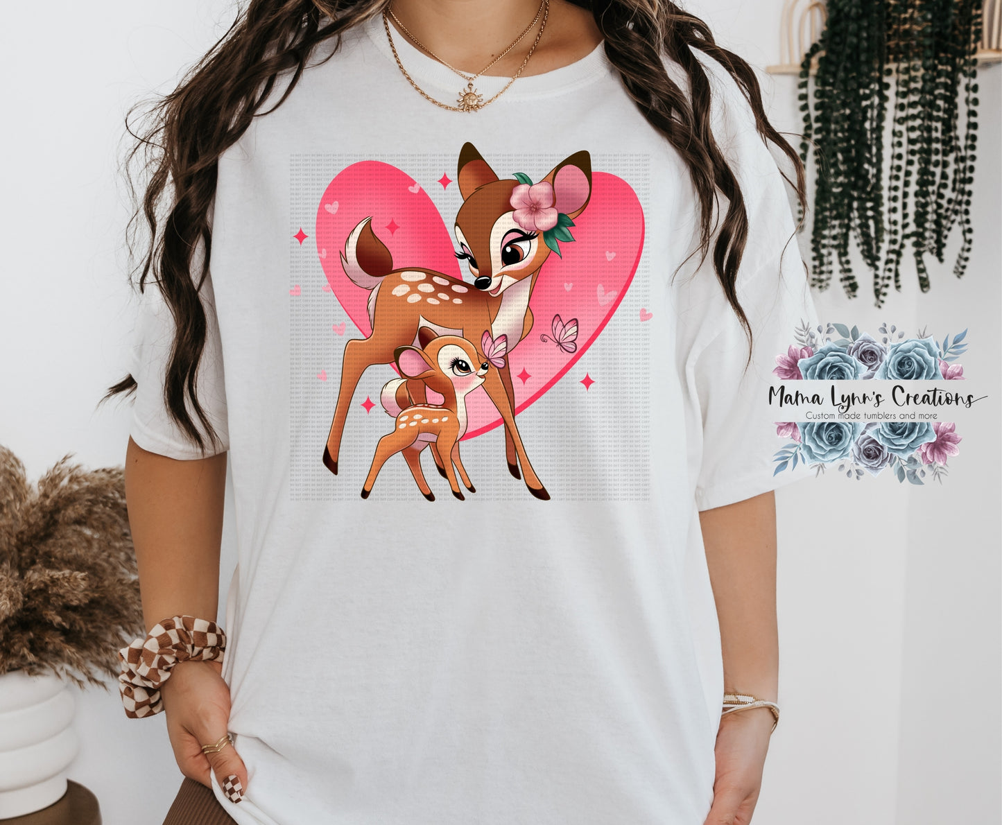 Heart Mama and Baby Deer DTF Print