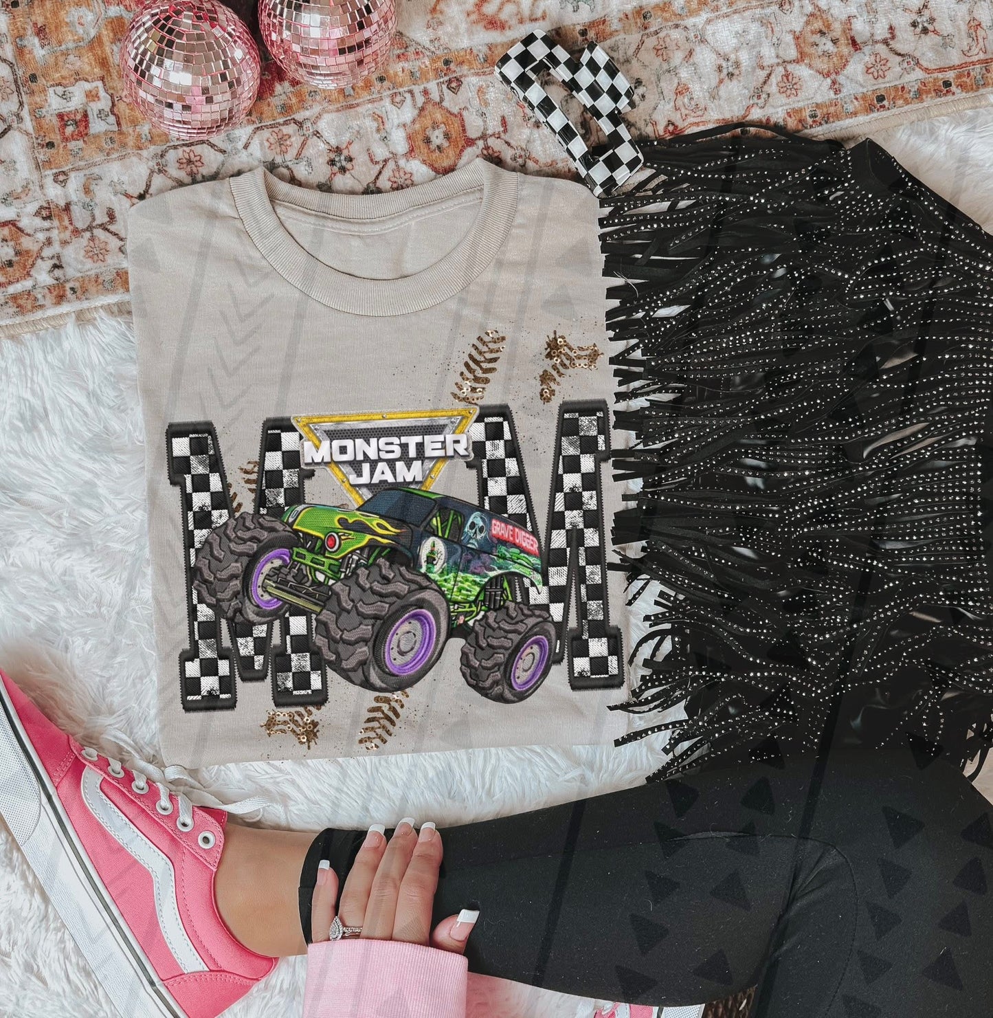 MJ Grave Digger Mom Faux Embroidery DTF Prints