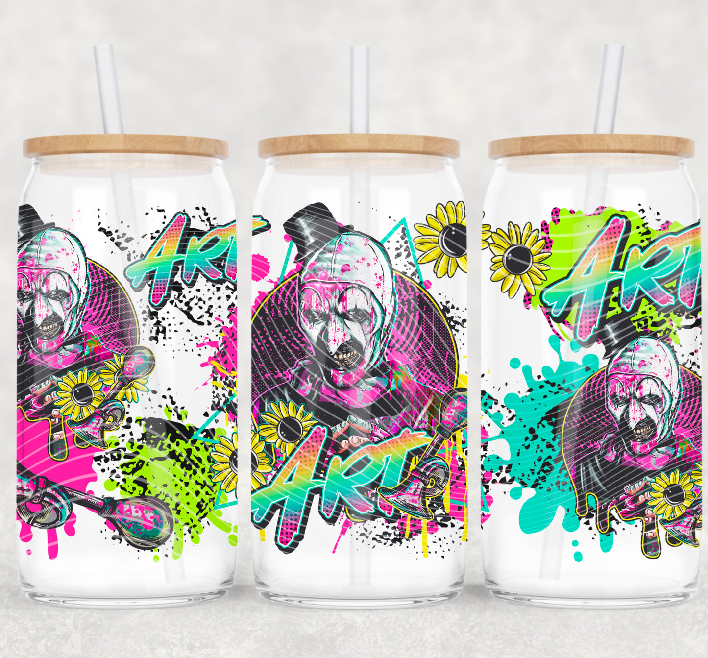 Horror Art 16 oz Glass Can Wraps